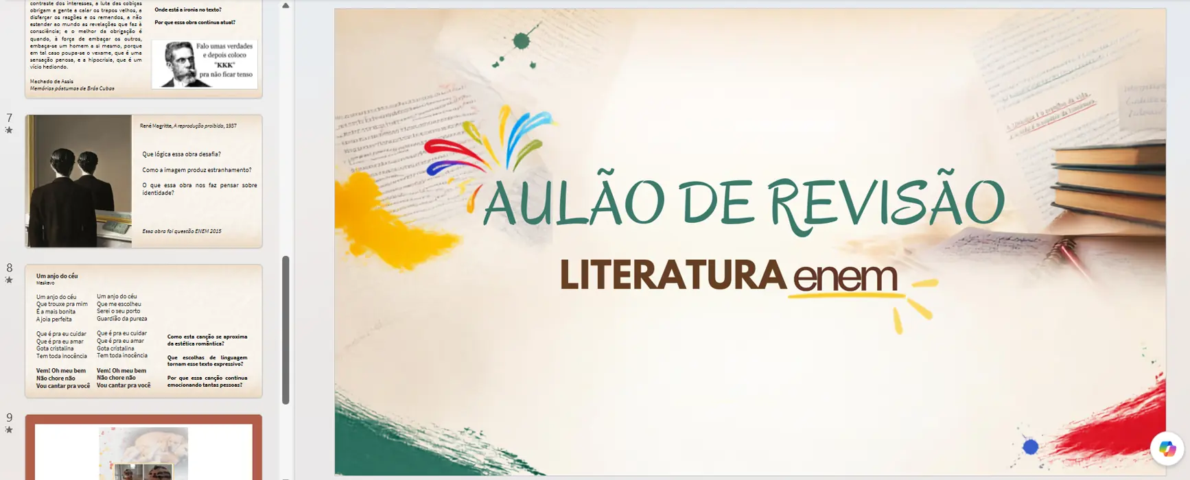 Slide de abertura do aulão de revisão final de Literatura.